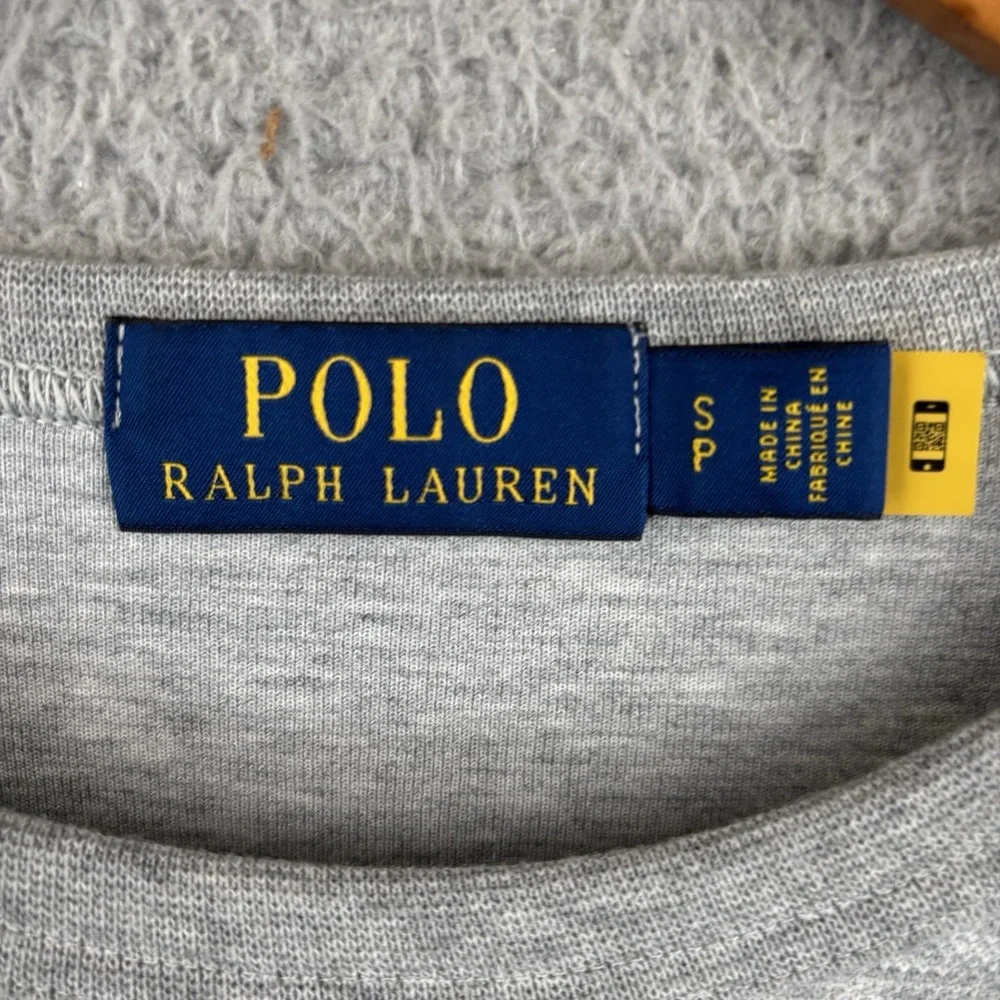 Polo Ralph Lauren Sweatshirt Mens Small Heather Gray Spell Out‎ Logo Crewneck